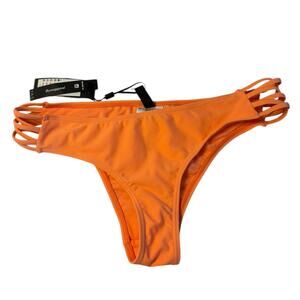 YAS Orange Bikini Bottom Strappy Sides NWT Size EU L / UK 6 Cheeky Swim